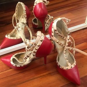 Red stud stilettos